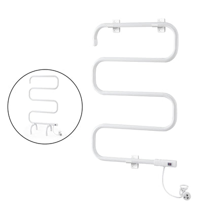 Devanti Heated Towel Rail Freestanding Wall Mounted S-Shape Electric Warmer Rack - Image 2
