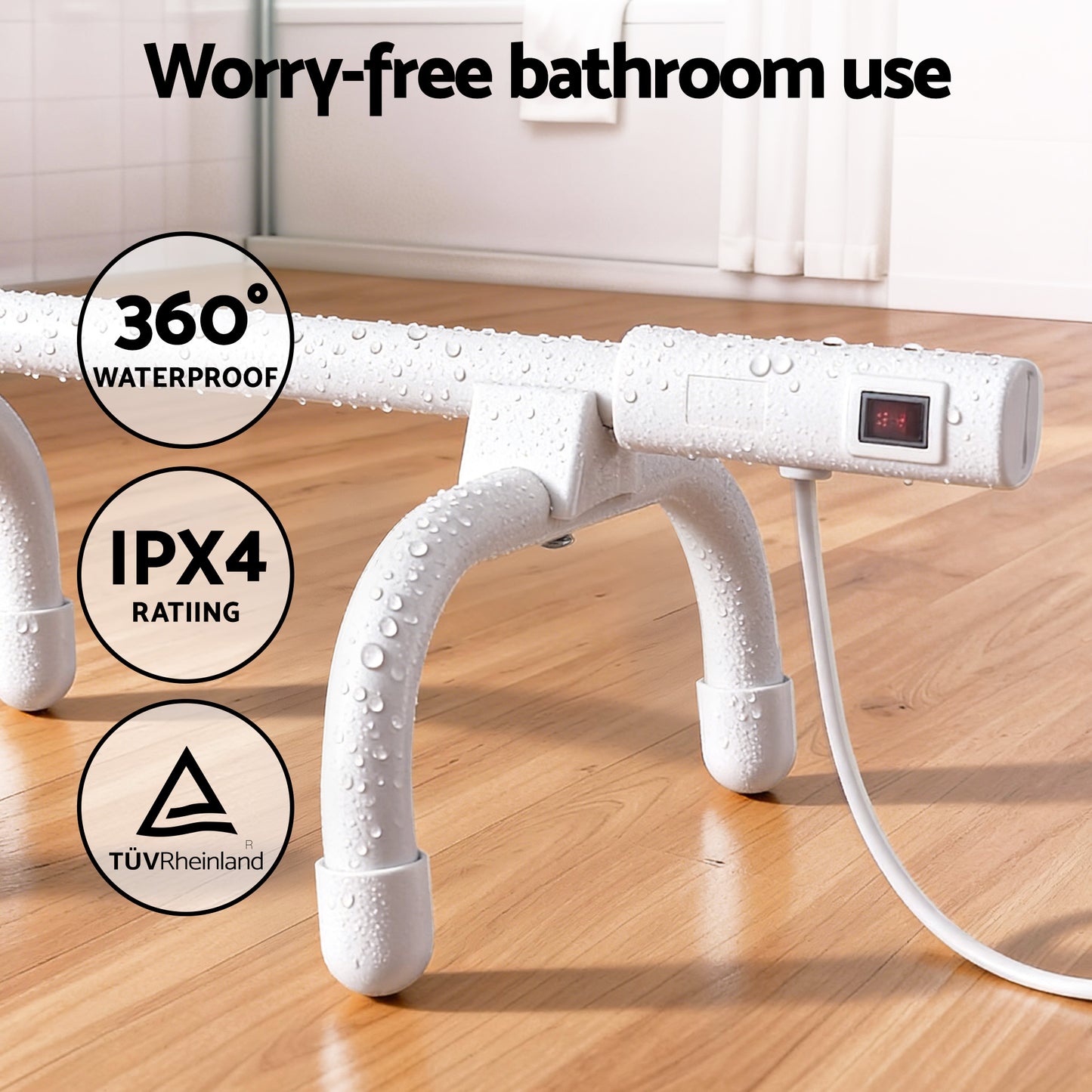 Devanti Heated Towel Rail Freestanding Wall Mounted S-Shape Electric Warmer Rack - Image 8