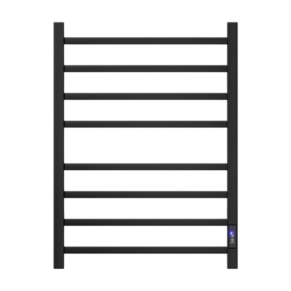 Devanti Heated Towel Rail 8 Square Bars with Timer Electric Heater Warmer Rack - Image 3