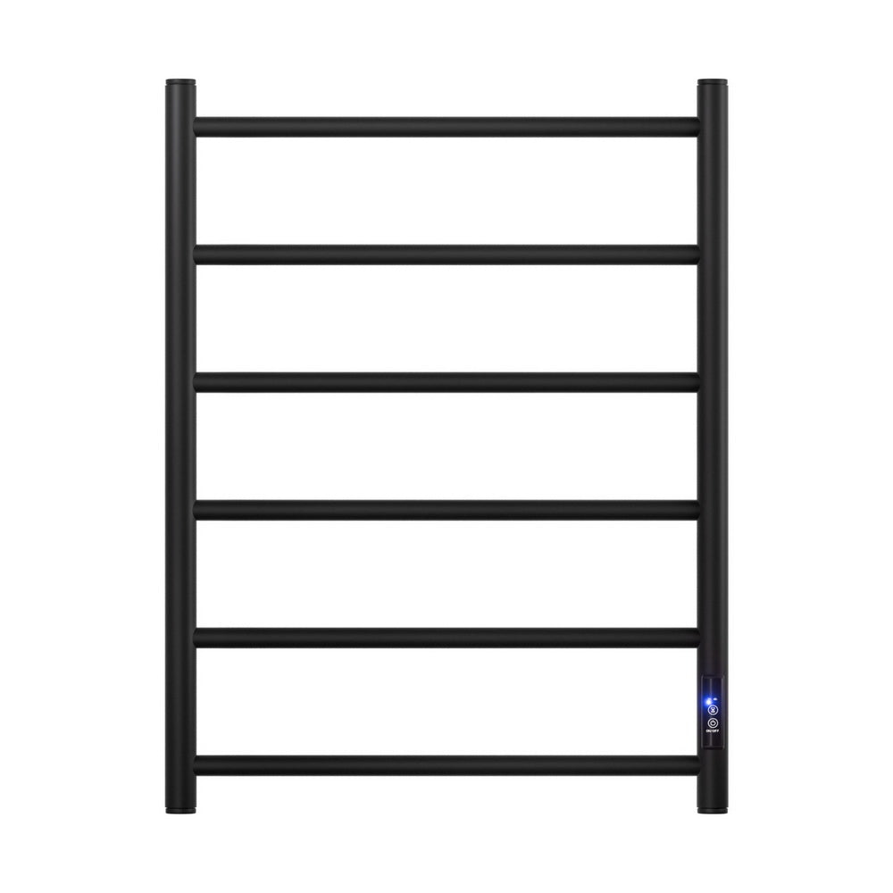 Devanti Heated Towel Rail 6 Round Bars  with Timer Electric Heater Warmer Rack - Image 3