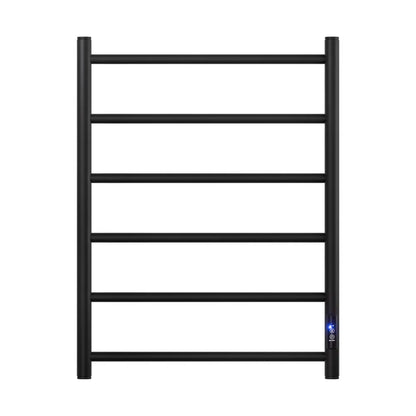 Devanti Heated Towel Rail 6 Round Bars  with Timer Electric Heater Warmer Rack - Image 3