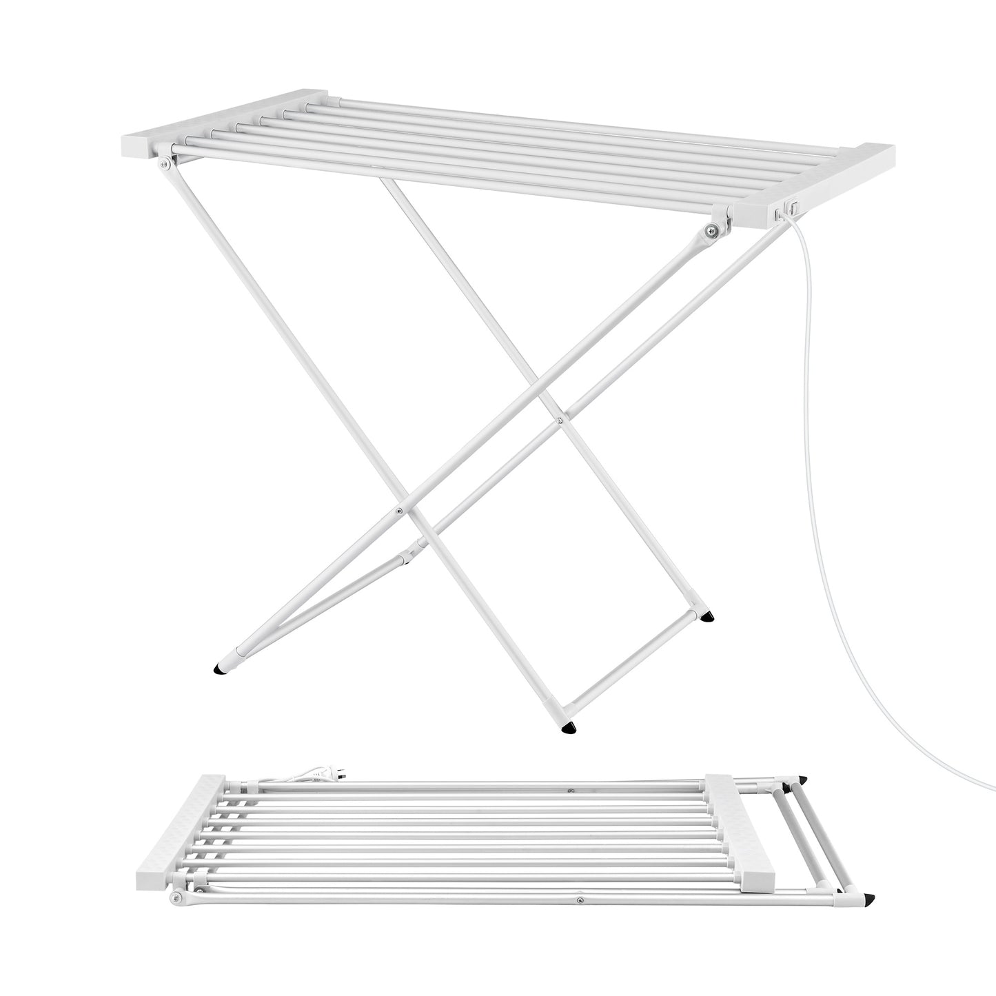 Devanti Heated Towel Rail Electric Clothes Airer Foldable Drying Rack 8 Bars - Image 2