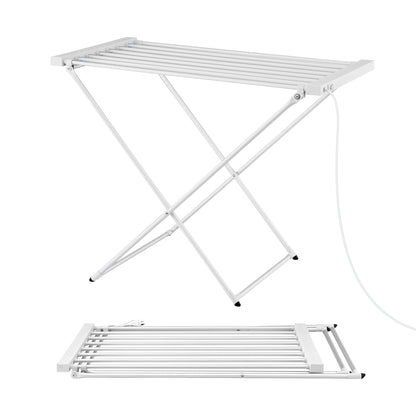 Devanti Heated Towel Rail Electric Clothes Airer Foldable Drying Rack 8 Bars - Image 2