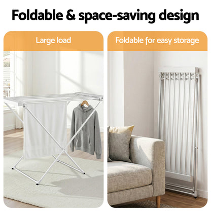 Devanti Heated Towel Rail Electric Clothes Airer Foldable Drying Rack 8 Bars - Image 8