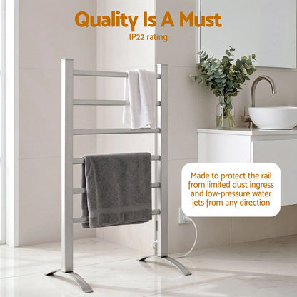 Devanti Electric Heated Towel Rail Rack 6 Bars Freestanding Clothes Dry Warmer - Image 5