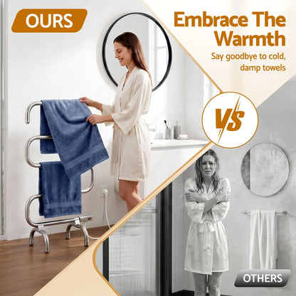 Devanti Electric Heated Towel Rail Rack 5 Bars Freestanding Clothes Dry Warmer - Image 3