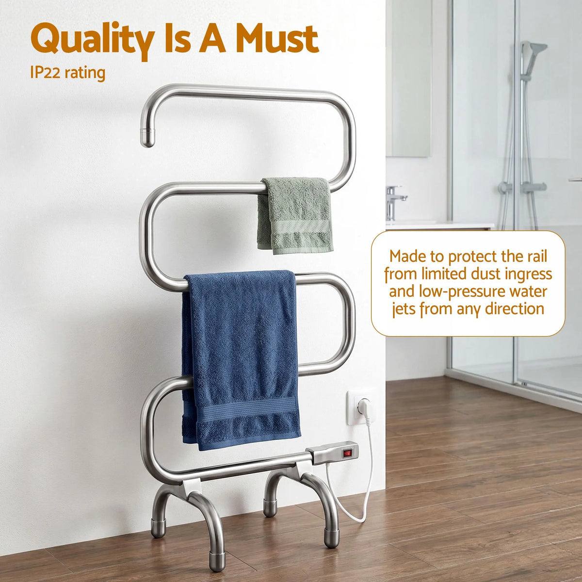 Devanti Electric Heated Towel Rail Rack 5 Bars Freestanding Clothes Dry Warmer - Image 5