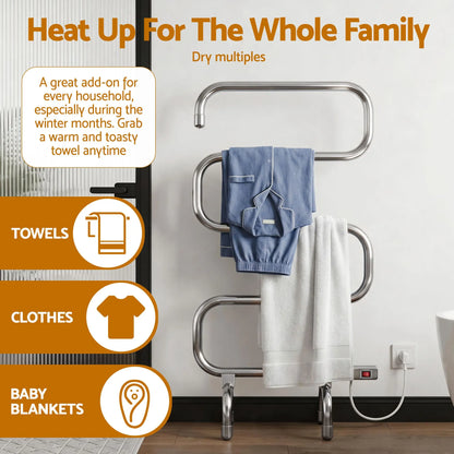 Devanti Electric Heated Towel Rail Rack 5 Bars Freestanding Clothes Dry Warmer - Image 6
