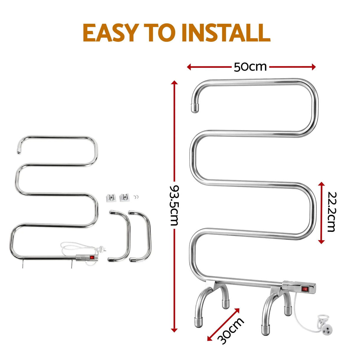 Devanti Electric Heated Towel Rail Rack 5 Bars Freestanding Clothes Dry Warmer - Image 9