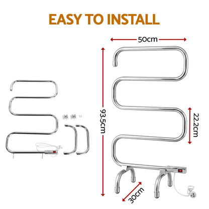 Devanti Electric Heated Towel Rail Rack 5 Bars Freestanding Clothes Dry Warmer - Image 9