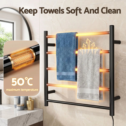 Devanti Electric Heated Towel Rail Rack 5 Bars Wall Mounted Clothes Dry Warmer - Image 2