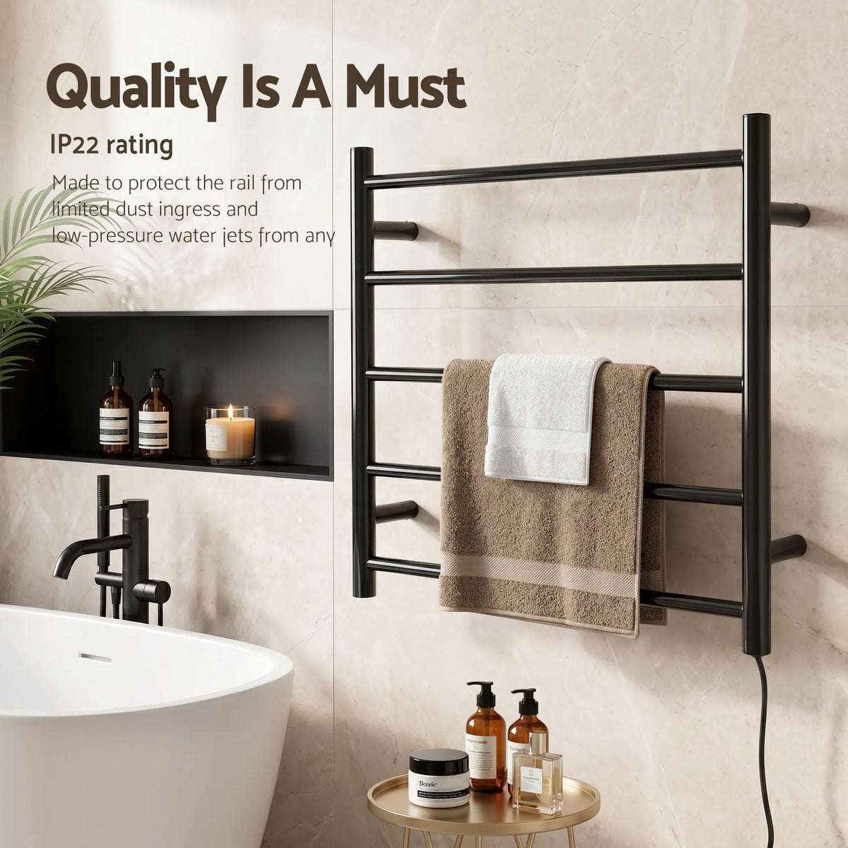 Devanti Electric Heated Towel Rail Rack 5 Bars Wall Mounted Clothes Dry Warmer - Image 5