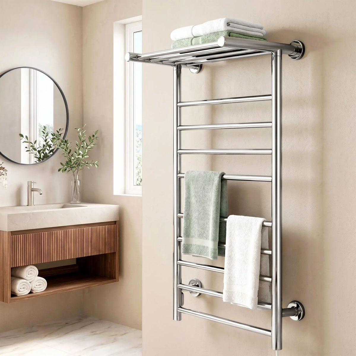Devanti Electric Heated Towel Rail Rack 14 Bars Wall Mounted Clothes Dry Warmer - Image 7