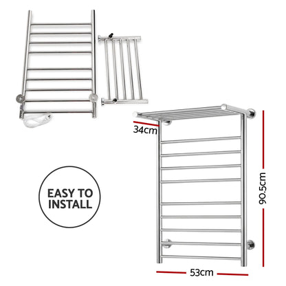 Devanti Electric Heated Towel Rail Rack 14 Bars Wall Mounted Clothes Dry Warmer - Image 9