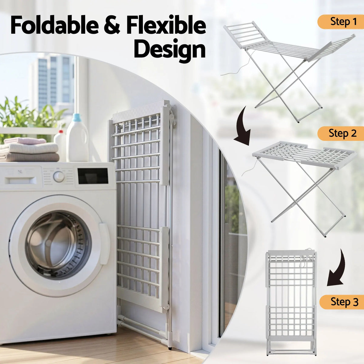 Devanti Electric Heated Towel Rail Rack 18 Bars Freestanding Clothes Dry Warmer - Image 3