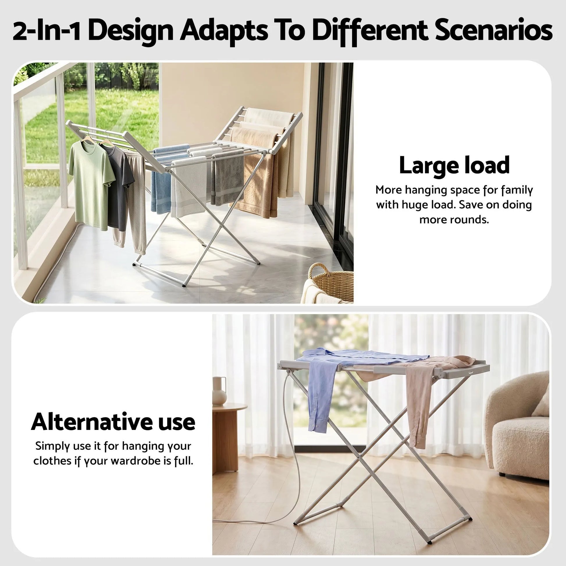 Devanti Electric Heated Towel Rail Rack 18 Bars Freestanding Clothes Dry Warmer - Image 4