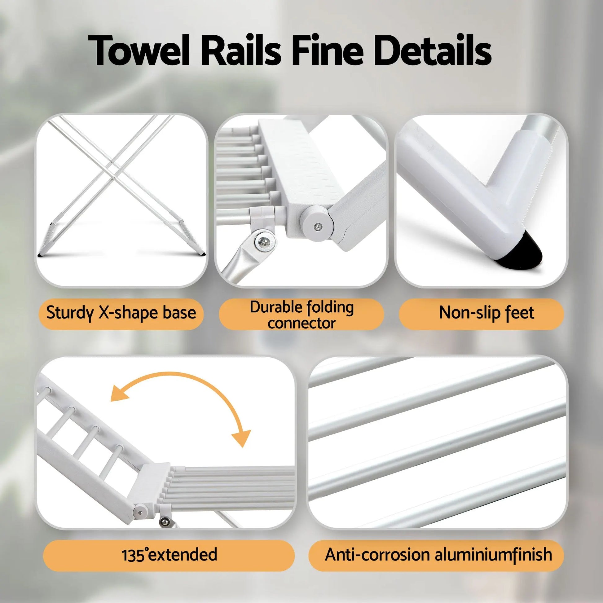 Devanti Electric Heated Towel Rail Rack 18 Bars Freestanding Clothes Dry Warmer - Image 5