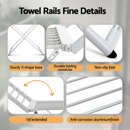 Devanti Electric Heated Towel Rail Rack 18 Bars Freestanding Clothes Dry Warmer - Image 5