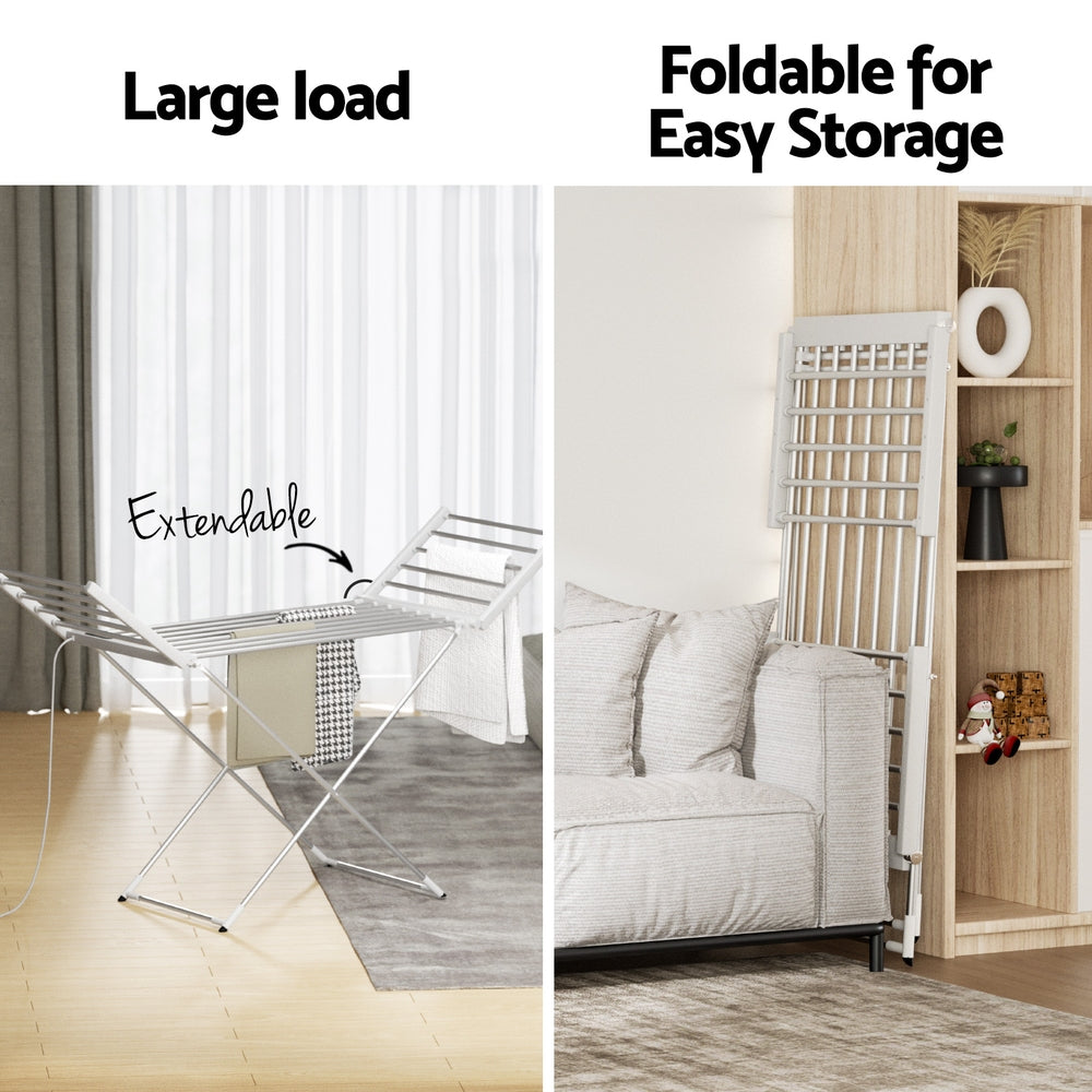 Devanti Foldable Electric Heated Towel Rail Rack with 24H Timer - Image 5