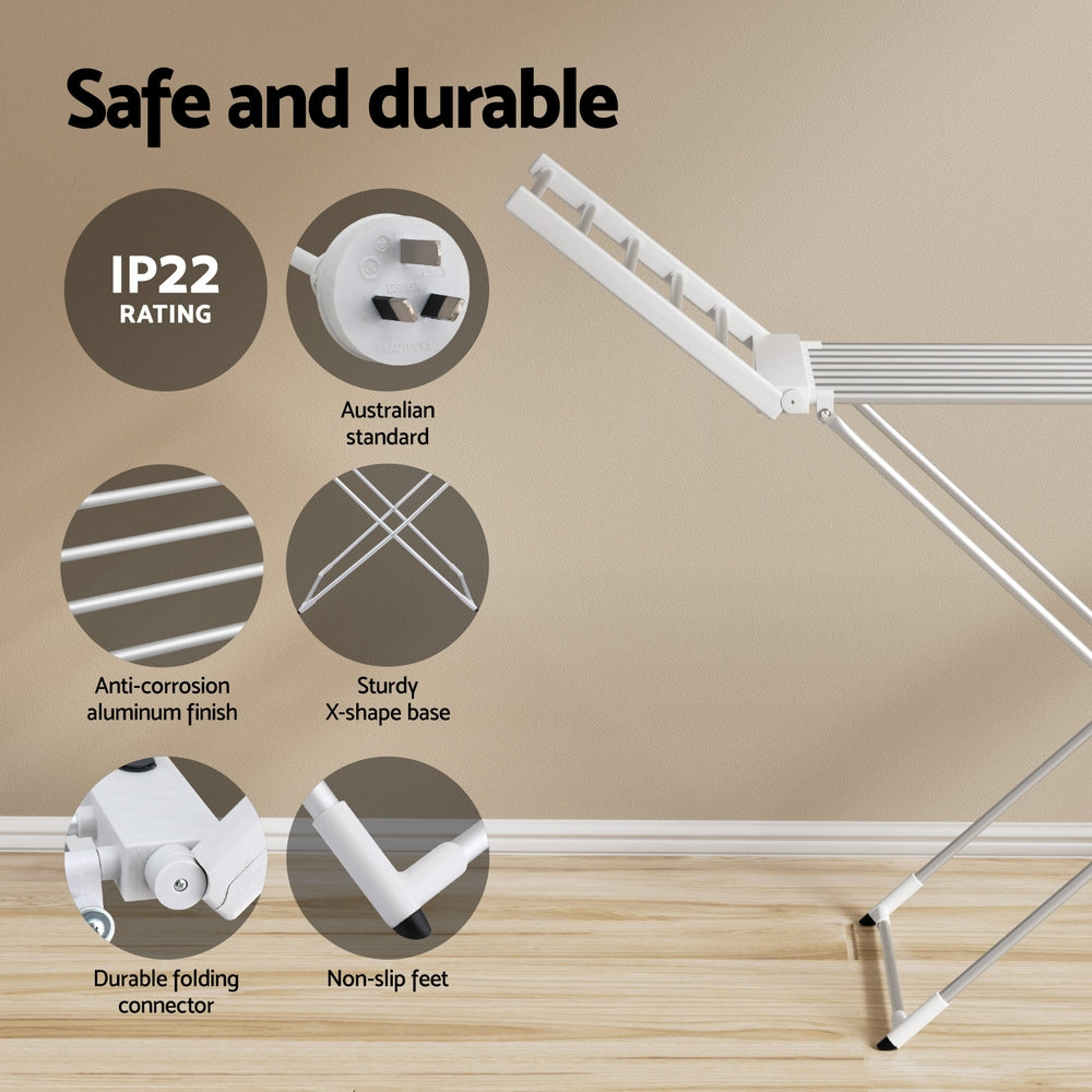 Devanti Foldable Electric Heated Towel Rail Rack with 24H Timer - Image 6