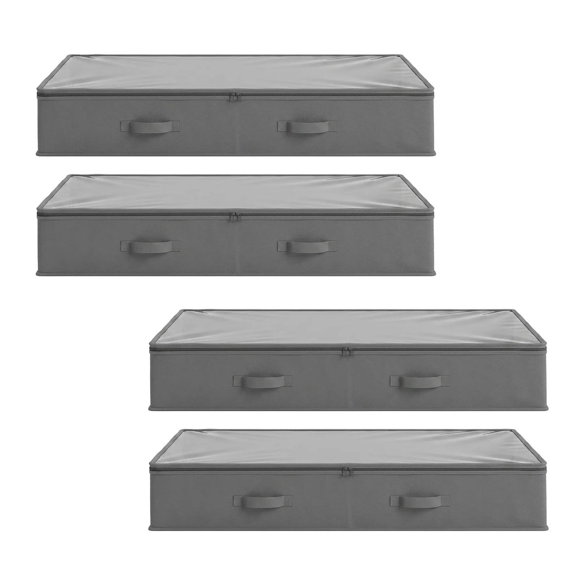 Artiss Under Bed Storage Containers X4 90L Boxes Organiser Clear Top Fabric Grey - Image 3