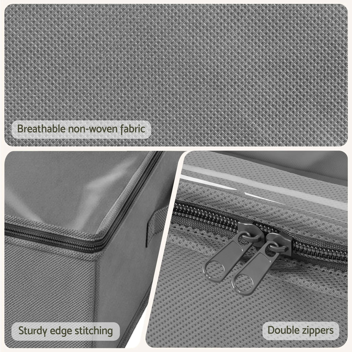 Artiss Under Bed Storage Containers X4 90L Boxes Organiser Clear Top Fabric Grey - Image 7