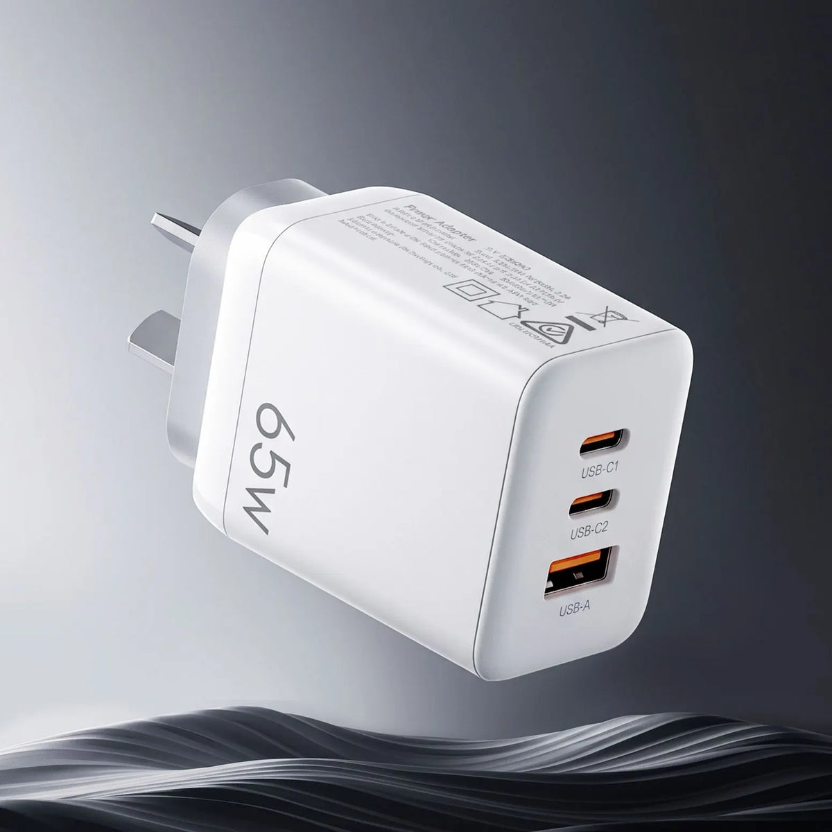 Devanti USB C Charger 65W Fast Charger 3 Port PD Wall Adapter White - Image 9
