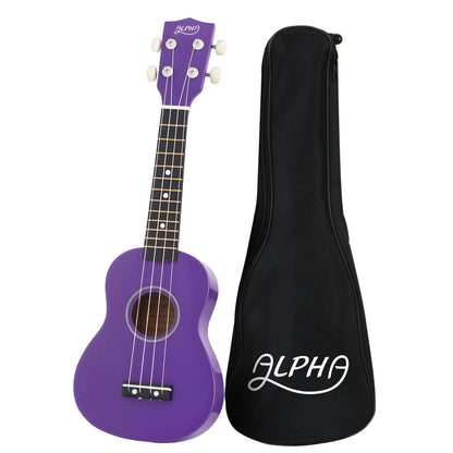 Alpha 21 Inch Ukulele Soprano Beginner Acoustic Small Guitar Kids Strings Purple - Image 2