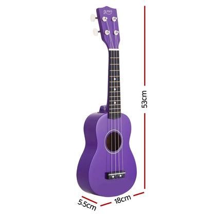 Alpha 21 Inch Ukulele Soprano Beginner Acoustic Small Guitar Kids Strings Purple - Image 3