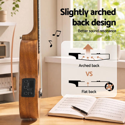 Alpha 26 Inch Solid Mahogany Tenor Ukulele Electric Acoustic EQ System Kit 18 Frets Natural - Image 7