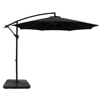 Instahut 3m Umbrella w/Base Outdoor Cantilever Beach Garden Patio Parasol Black - Image 2