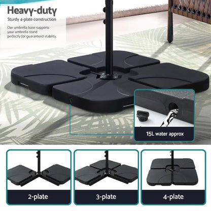 Instahut 3m Umbrella w/Base Outdoor Cantilever Beach Garden Patio Parasol Black - Image 6