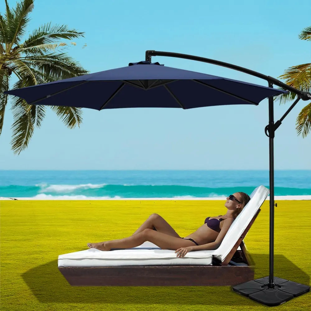 Instahut 3m Umbrella w/Base Outdoor Cantilever Beach Garden Patio Parasol Navy - Image 7