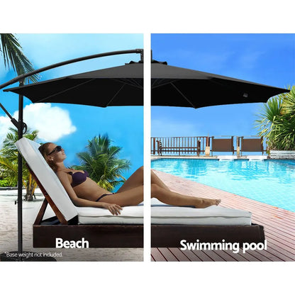 Instahut 3m Outdoor Umbrella Cantilever Beach Garden Patio Black - Image 5