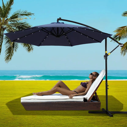 Instahut Outdoor Umbrella 3M Cantilever Beach LED Umbrellas Garden Shade Patio - Image 7