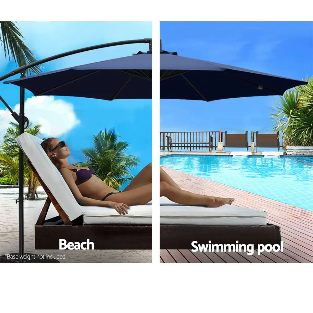 Instahut 3m Outdoor Umbrella Cantilever Beach Garden Patio Navy - Image 5