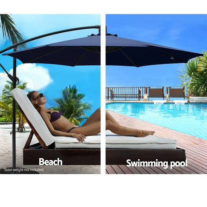 Instahut 3m Outdoor Umbrella Cantilever Beach Garden Patio Navy - Image 5