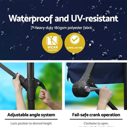 Instahut 3m Outdoor Umbrella Cantilever Beach Garden Patio Navy - Image 7