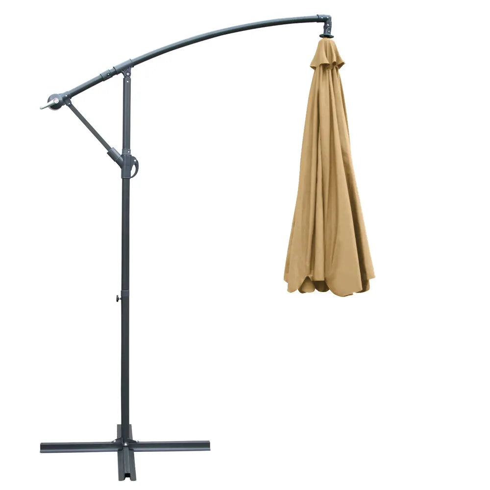 Instahut 3m Outdoor Umbrella Cantilever Garden Beach Patio Beige - Image 3