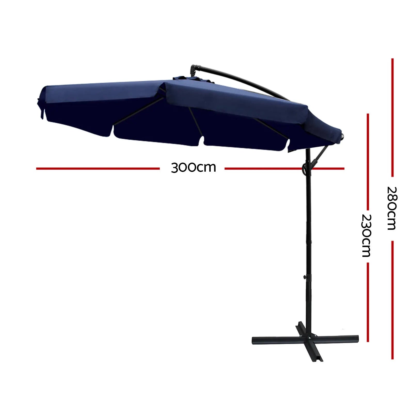 Instahut 3m Outdoor Umbrella Cantilever Garden Beach Patio Navy - Image 2
