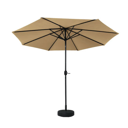 Instahut 2.7m Outdoor Umbrella w/Base Pole Stand Garden Sun Beige - Image 3