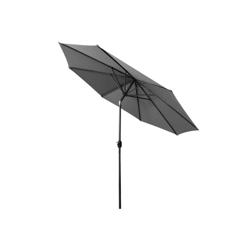Instahut Outdoor Umbrella 2.7m Beach Pole Garden Tilt Sun Patio UV Charcoal - Image 3