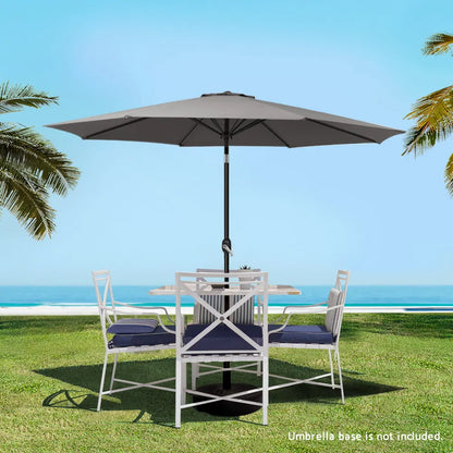Instahut Outdoor Umbrella 2.7m Beach Pole Garden Tilt Sun Patio UV Charcoal - Image 7
