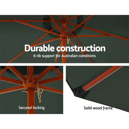 Instahut 3m Outdoor Umbrella w/Base Pole Umbrellas Garden Sun Stand Deck Charcoal - Image 5