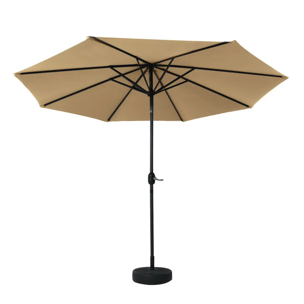 Instahut 3m Outdoor Umbrella w/Base Pole Tilt Beach Garden Patio Beige - Image 3