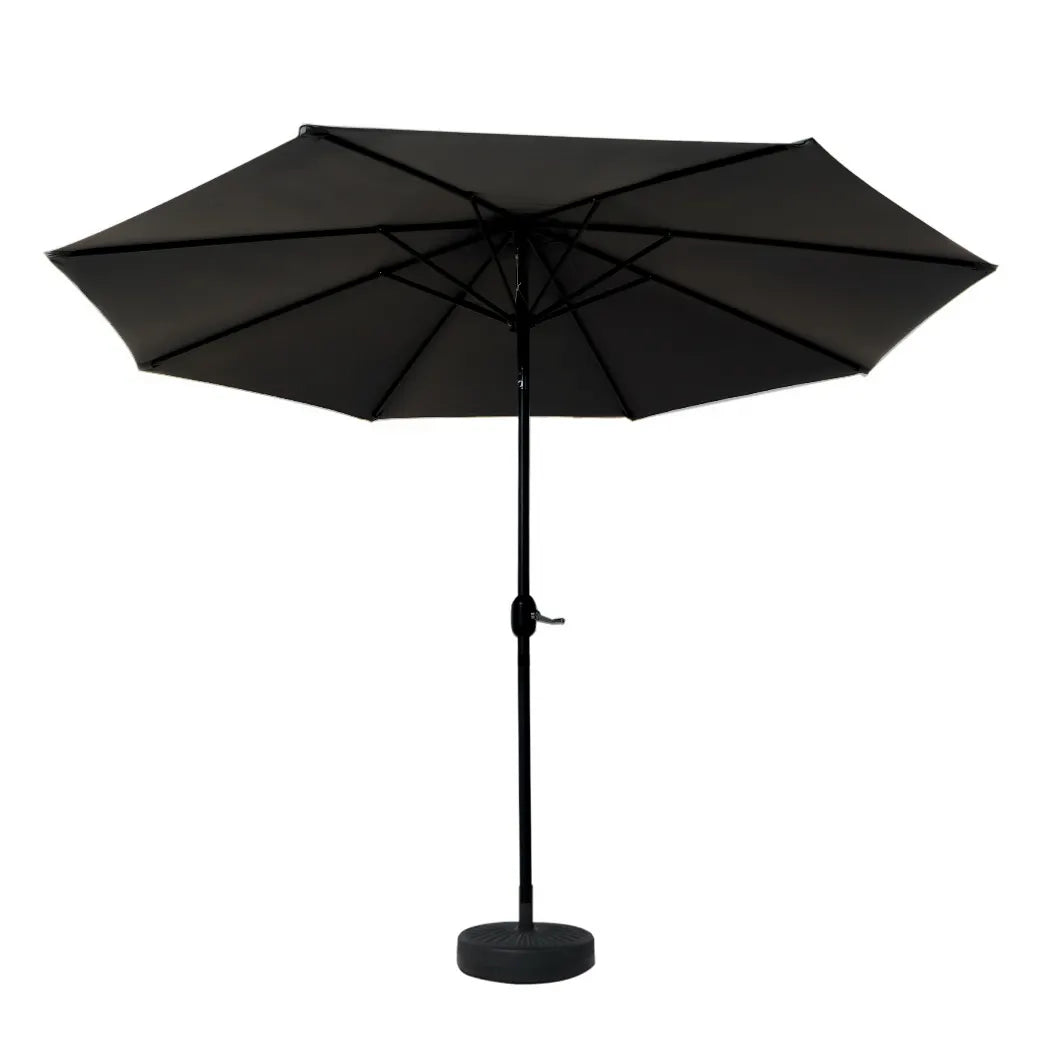 Instahut Outdoor Umbrella 3m Base Beach Pole Garden Tilt Sun Patio UV Black - Image 3