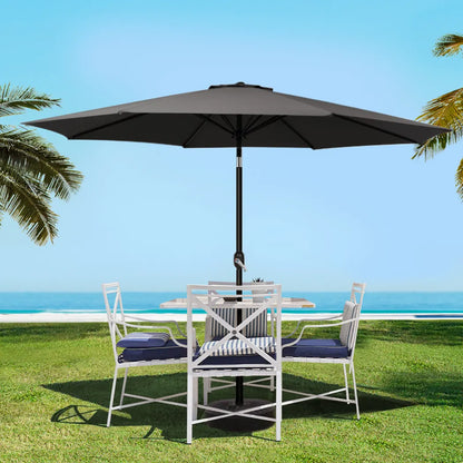Instahut Outdoor Umbrella 3m Base Beach Pole Garden Tilt Sun Patio UV Black - Image 8