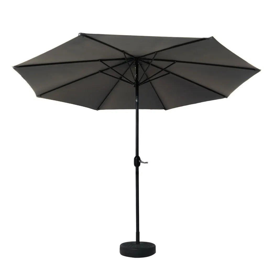 Instahut Outdoor Umbrella 3m Base Beach Pole Garden Tilt Sun Patio UV Charcoal - Image 3
