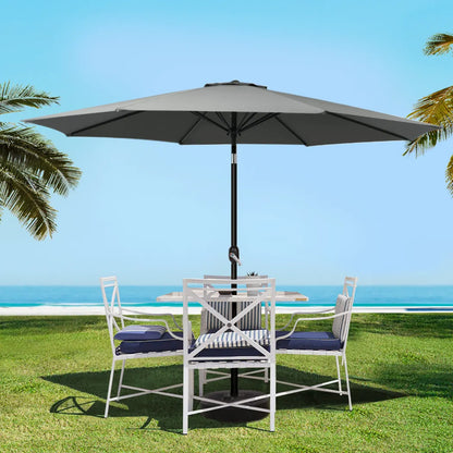 Instahut Outdoor Umbrella 3m Base Beach Pole Garden Tilt Sun Patio UV Charcoal - Image 8