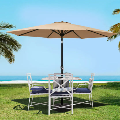 Instahut 3m Outdoor Umbrella Beach Pole Garden Patio Tilt Beige - Image 8